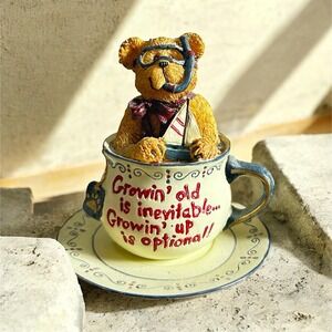 TBC Scuba Teabearie Bear Resin Figurine in Teacup with Saucer 2003 Teabearie